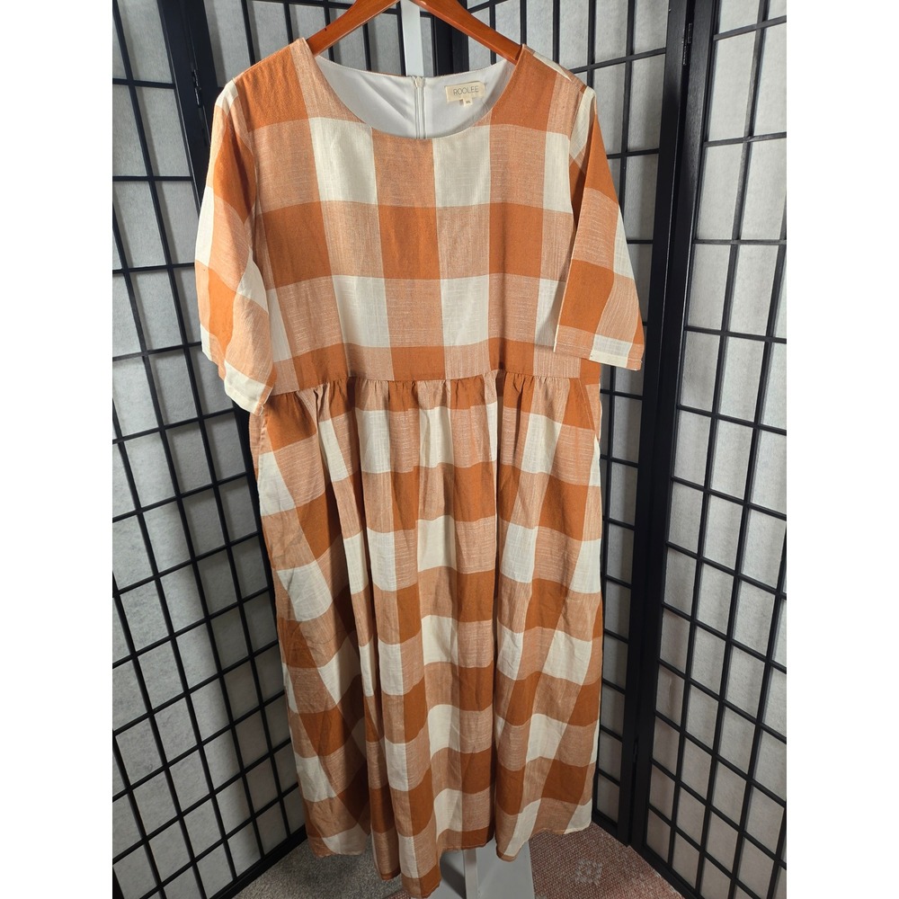Roolee Cottagecore Prairie Gingham Buffalo Check Midi Dress XXL
